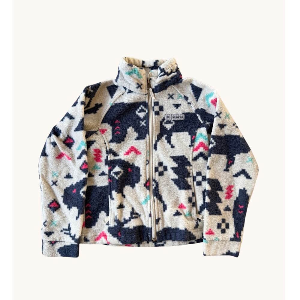 Columbia Aztec Print Fleece Jacket Girls Size 6/6X Full Zip